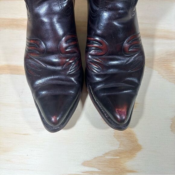 Vintage Texas Brand Brown Leather Stitched Peacock Cowboy Boots Men’s Size 9.5 D - Picture 4 of 12